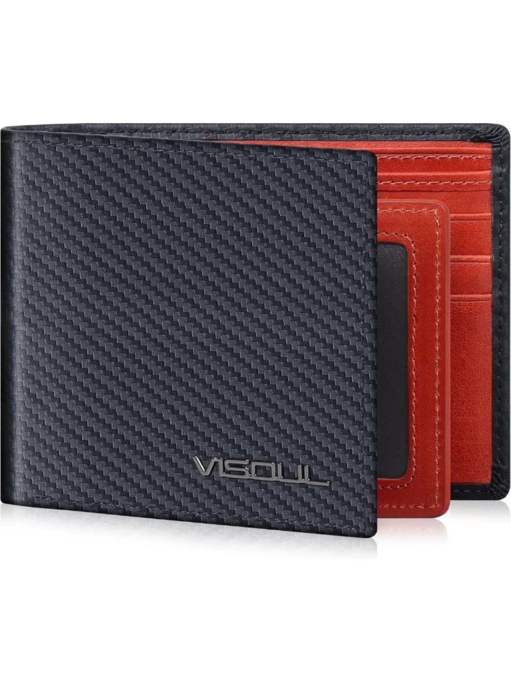 Stylish Men's Bifold Wallet with RFID Blocking, 2 ID Windows & Cash Compartments